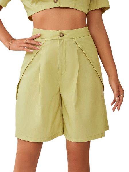 

button plicated detail shorts 61hi#, White;black