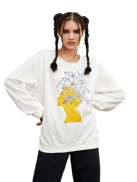 

x gina marie ratliff designs floral & figure graphic sweatshirt 58x4#, Black