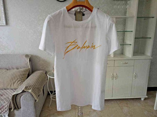 

designer luxury bal clothes 2022 spring and summer new star same style barr lightning letter cotton loose short sleeve printed t-shirt for l, White