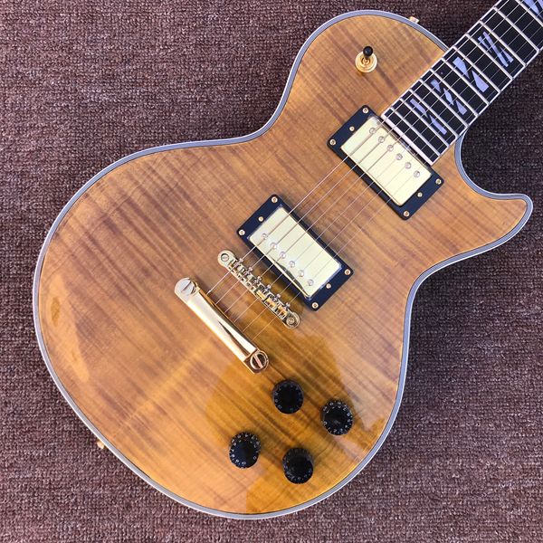 

custom lp electric guitar, gold hardware, rosewood fingerboard, double convex surface, solid mahogany body guitar