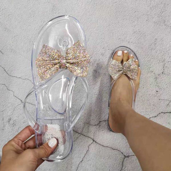 

2022 luxury designer ladies slippers fashion bow knot outdoor casual beach sandals, Black