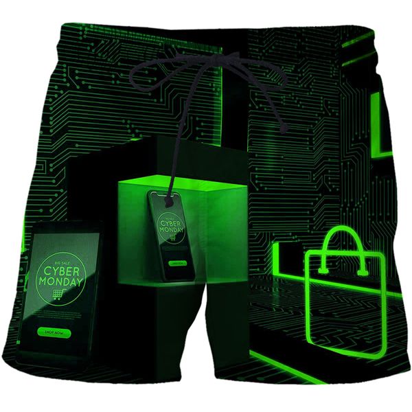 Tecnologia de aplicação de computador série masculina shorts bermudas para homens sweatpants harajuku praia curto meninos oversized unisex 220624