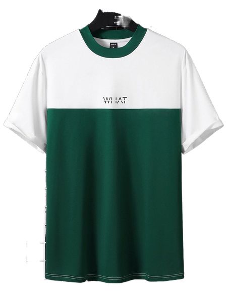 

men letter graphic colorblock tee x5c4#, White;black