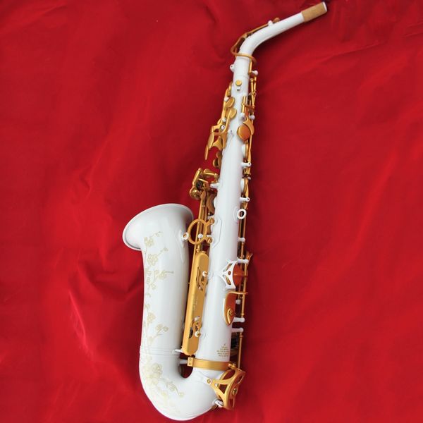 Saxophon Tide Music Hochwertiges Altsaxophon mit drei Doppelarmen und Stütztasten in Perlweiß