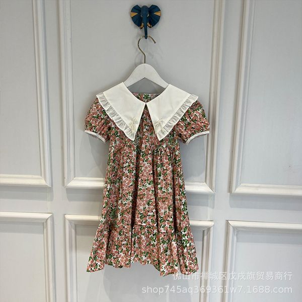 

xiaoxiangfeng korean fashion dress flower lapel simple, fresh lovely broken flower pastoral holiday skirt, White