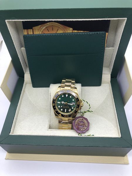 

with original box new style mens red blue bezel automatic watch men's calendar full steel gmt batman watches men sapphire 116719 busine, Slivery;brown