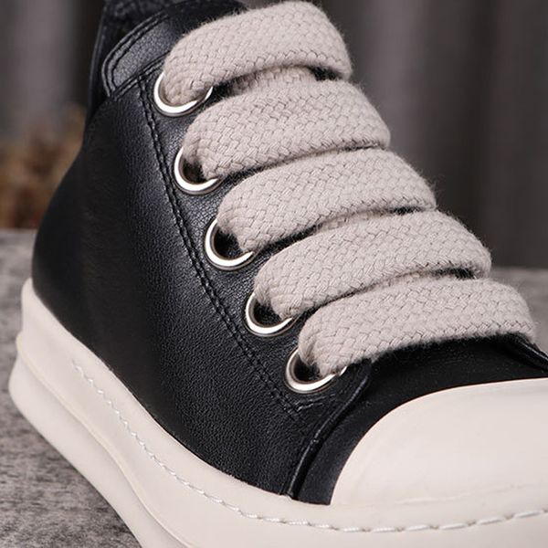 

chic casual shoes 2023s men's rick genuine leather thick bottom nverted triangle for women male sneakers jumbo lace owens men sneaker