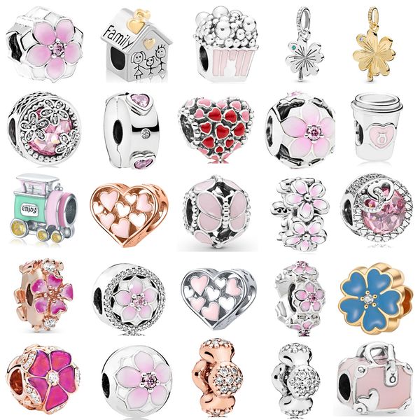 

925 sterling silver dangle charm love diamond beads bag flowers suitable beads bead fit pandora charms bracelet diy jewelry accessories, Bronze;silver