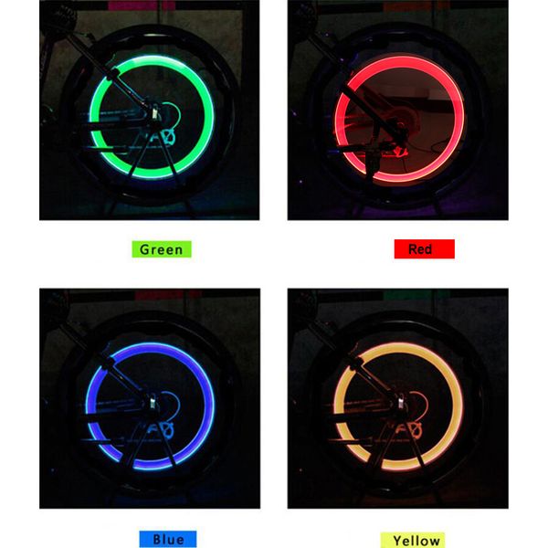 Luzes de bicicleta de 1 mamão com luzes de bicicleta de estrada da bateria LEDS LEDS Tamas de pneu Caps de roda raios LED LUZ BL0157