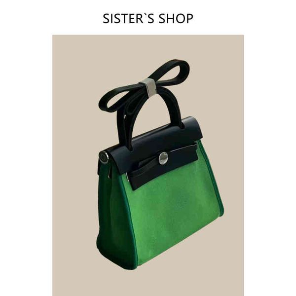 

original edition designer classic hremm bags niche design 2023 spring new h home contrast canvas kelys's bag messenger mi d41z