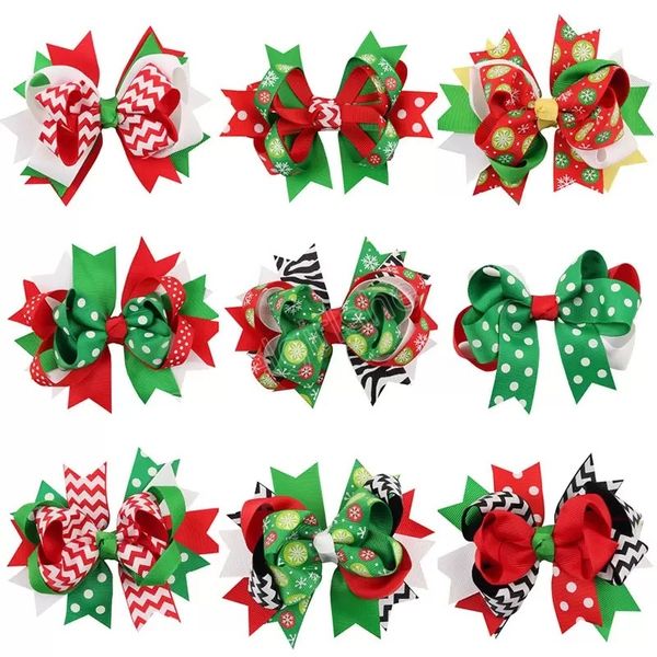

baby girls barrette 13 design christmas hairpins dovetail barrettes bow with clip children snowflake dot stripe hair accessories bowknot hai, Slivery;white