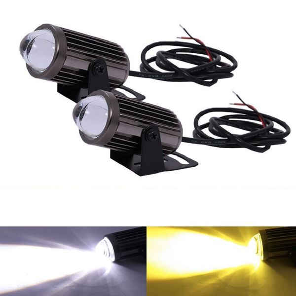 

new 2piece led motorcycle headlight mini projector lens car atv driving fog light auxiliary spotlight for cafe racer scooter lamp