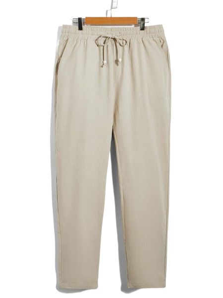 

men drawstring waist tapered pants b9cf#, Black