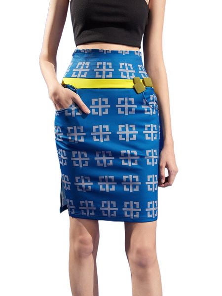 

x mj geo print split hem pencil skirt w7yx#, Black