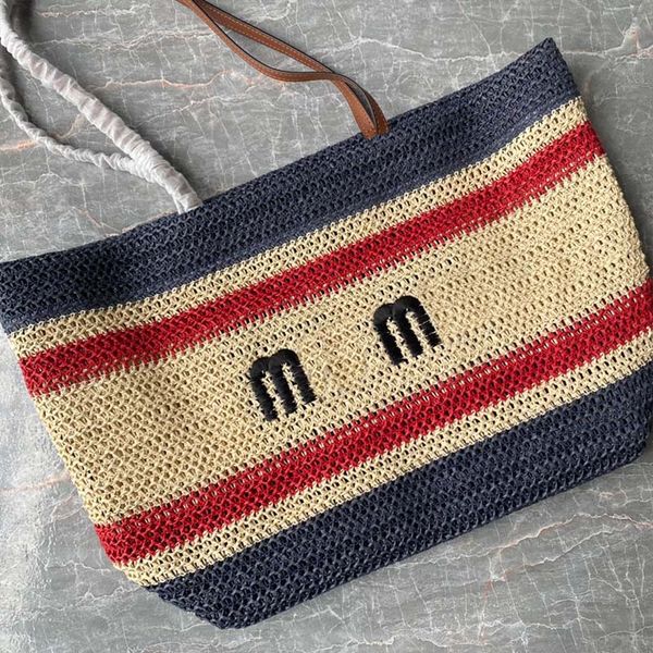 

weave tote bag handbags lafite grass leather handle fashion letters perforated high-capacity handbag multiple colors