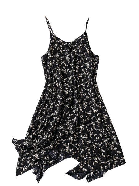 

plus ditsy floral cami dress r4ju#, Black