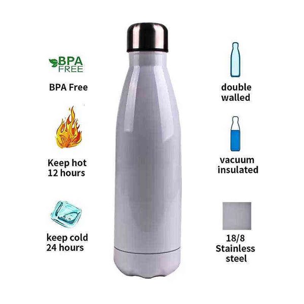 

diy blank sublimation 17oz cola bottle vacuum flask sports water bottle stainless steel double wall thermos with lid 0425