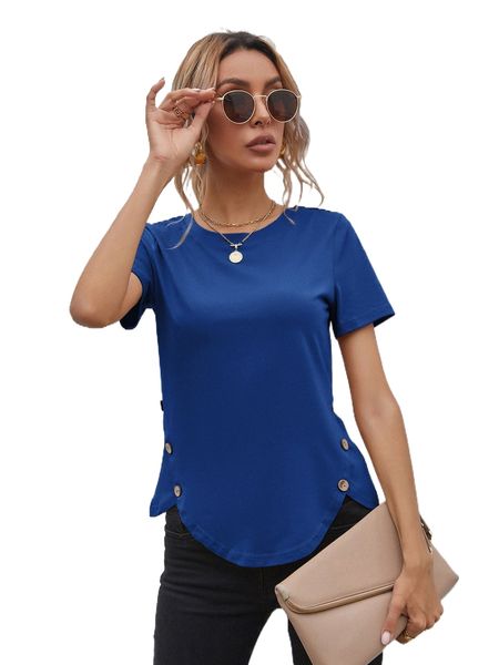 

button side solid tee i8jv#, White