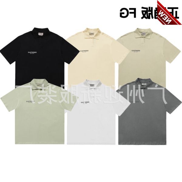 

50% off discount right fg rich american high street fashion brand ess multi line multicolor versatile polo collar men's and women', White;black