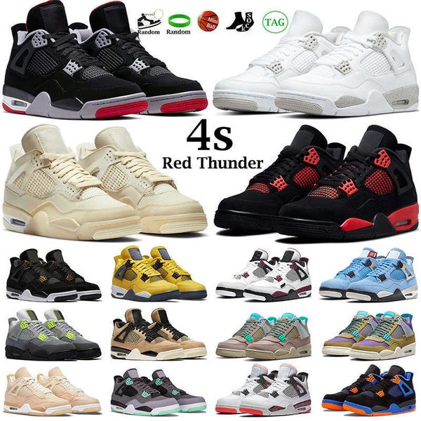 

men woman basketball shoe jumpman 4s red thunder 4 fire cactus jack university blue white oreo black cat bred metallic mushroom man shoes