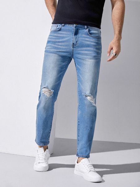 

men light washed ripped jeans r5xa#, Blue