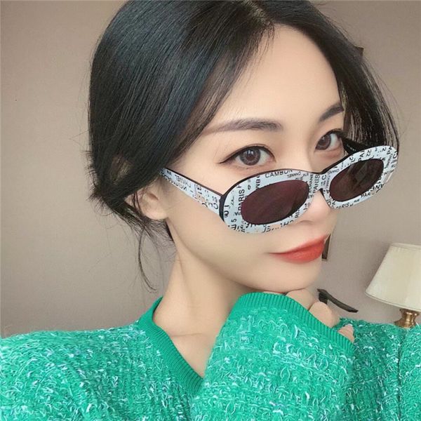 

sunglasses xiaoxiangjia fashion oval star net red same sunglasses, White;black