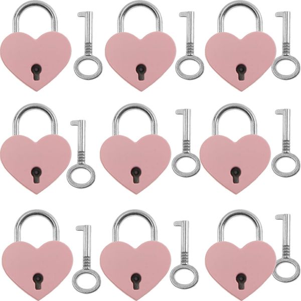 

key rings heart shape padlock mini love lock with cute travel lage locks romantic pink for jewelry box storage diary handbag gym lock amyen, Slivery;golden