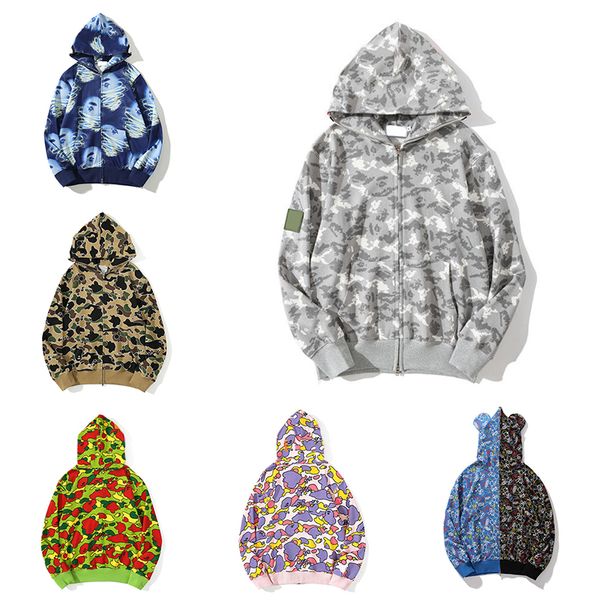 

shark designer mens hoodies men women stylist designers ape jacket fashion hoodie hoody sweatshirts hip hop style camouflage printied, Black