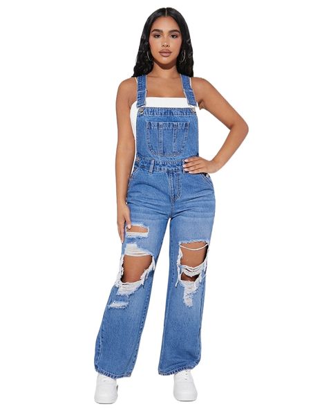 

petite ripped patched pocket denim overalls without camisole d9vr#, Black;white