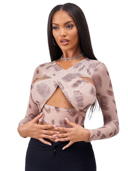 

sxy allover print cut out criss cross j7fa#, White