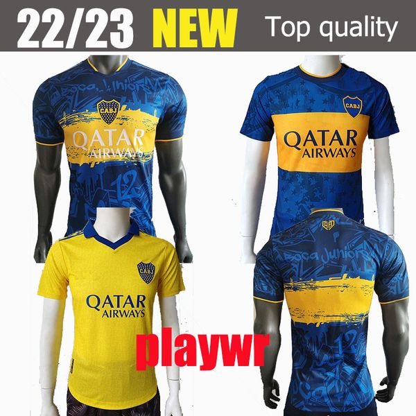 

22 23 boca juniors soccer jersey third yellow villa salvio medina away varela benedetto salvio pavon camisa de futebol football shirt 22 202, Black;yellow