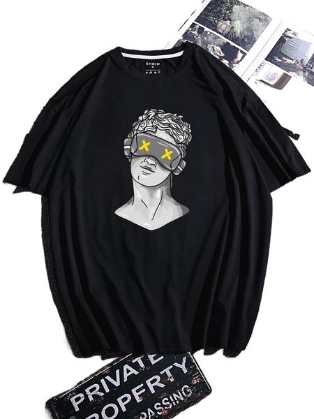 

men figure graphic tee s6wi#, White;black