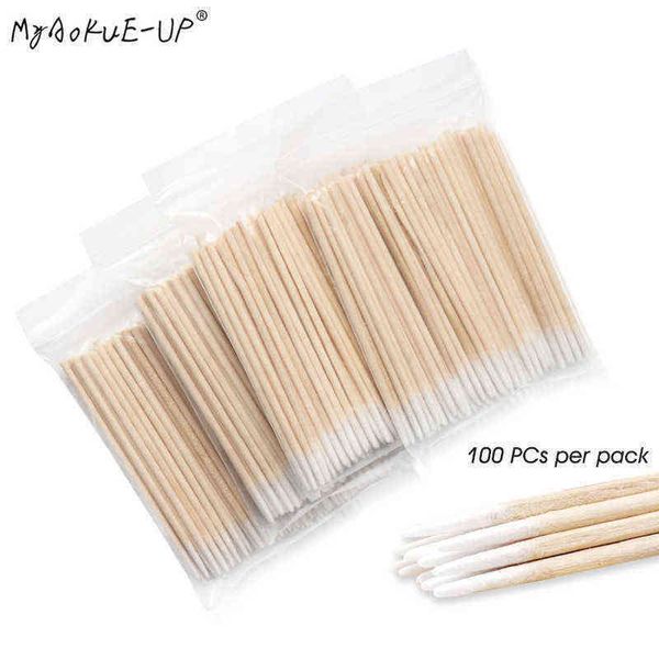 

500 pcs disposable ultra-small cotton swab lint micro brushes wood buds swabs eyelash extension women makeup tools 0311