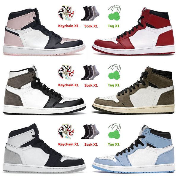 

1 1s mens high basketball jumpman shoes bubble gum dark mocha university blue georgetown carbon fiber chicago outdoor sports trainers