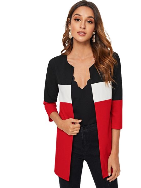 

open front colorblock coat 4053#, Black