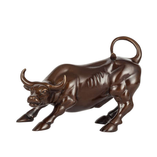 

bronze brass wall street charging bull statue sculpture famous animal figurine art small home office decor business gifts, Silver