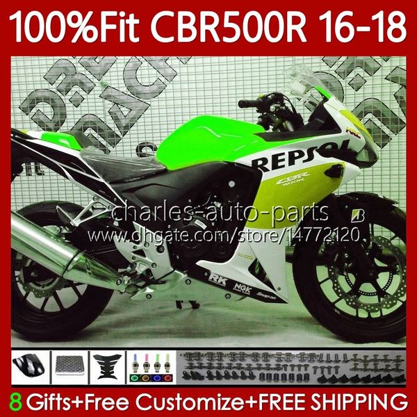 TRABALIFICAÇÃO DE INJECÇÃO PARA HONDA CBR500CC CBR 500 CC 500R Green Repsol 2016-2018 111No.143 CBR500 R $$ 500cc corpo CBR500R 16 17 18 CBR500RR 2016 2017 2018 Feeding OEM