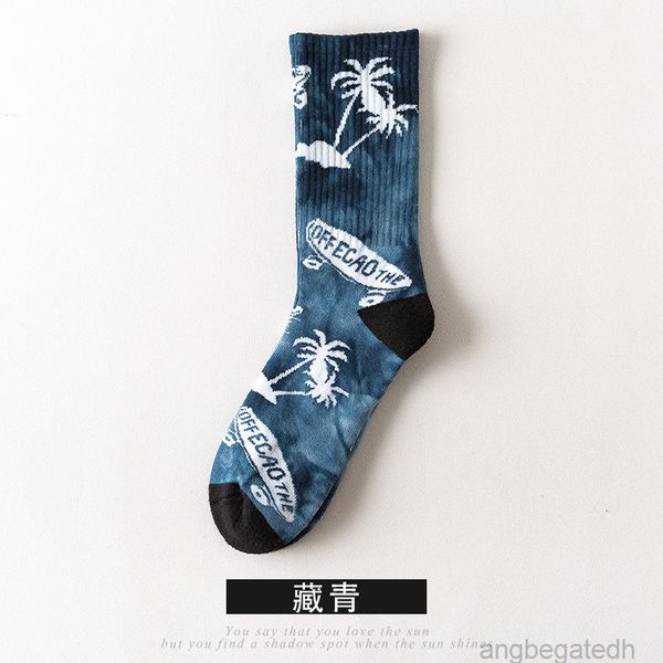 2022 Meias de meio masculino de meias de novo outono de skate de skate de inverno, personalidade espessada, homens e mulheres tie-dye Maple Leaf Sock 1b