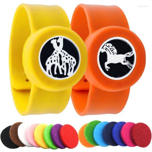 Fili di perline Giraffa Acciaio inossidabile Aroma Medaglione Bambini Regolabile Olio essenziale Braccialetto Bambini Uomo Donna Diffusore Braccialetti in silicone Trum