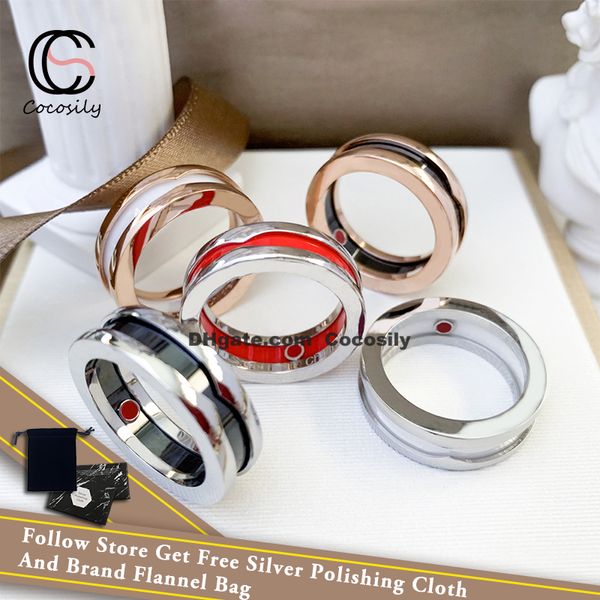 

luxury couple ring s925 sterling silver black white red ceramics wedding ring save the children zero series women's men's classic, Golden;silver
