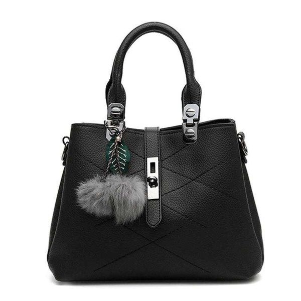 

messenger bags embroidery women leather handbags bags for women 2020 sac a main ladies hair ball hand bag women tote pink caiji