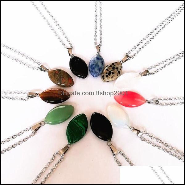 

pendant necklaces oval leaf turquoise natural quartz crystal pink stone necklace jewelry for women gift accessories drop d ffshop2001 dhnfa, Silver