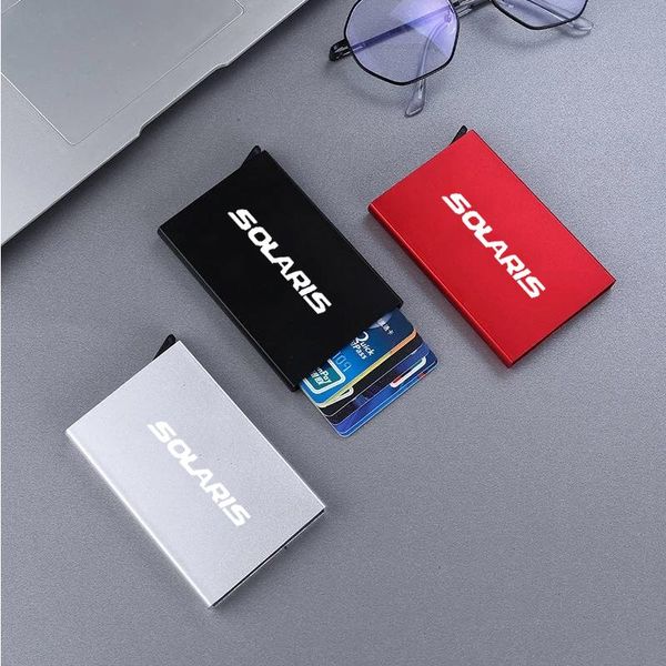 Auto Organizer Mini Automatische Metall Anti-Diebstahl Smart Wallet Unisex Dünne ID Karte Halter Für SOLARIS 2022 2012