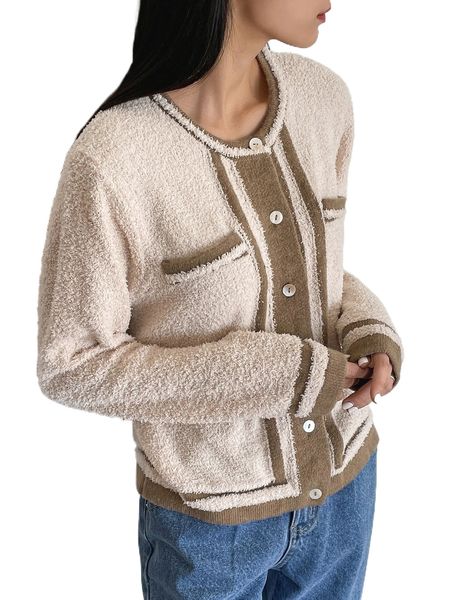 

dazy colorblock button front cardigan y6w8#, White;black