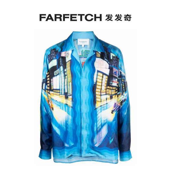 

designer shirts tokyo casablanca men's nights printed silk shirt, White;black