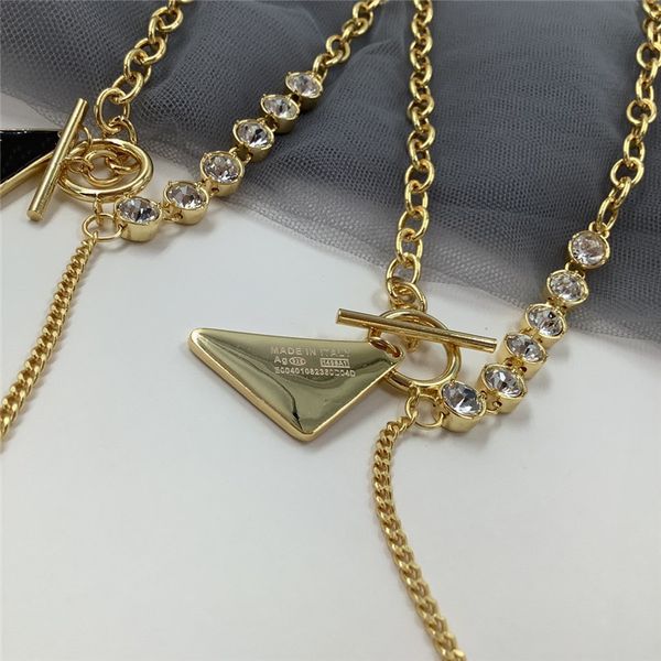 

designer necklaces fashion for woman inverted triangle with diamond jewelry golden, Silver