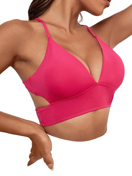 

light support criss cross backless sports bra h1fy#, Gray