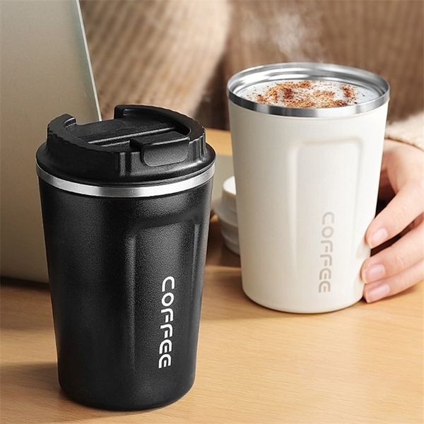 Estilo duplo aço inoxidável 304 caneca de café caneca de carro térmicas vazão_proof Thermo Thermo Thermo Thermosmug para presentes 220423