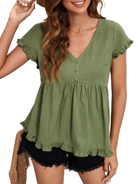 

frill cuff peplum blouse 38fz#, White