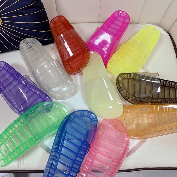 

mens womens clear jelly slipper double g slide sandals transparent rubber crystal slippers 90s retro feel summer men flat slides luxury desi, Black